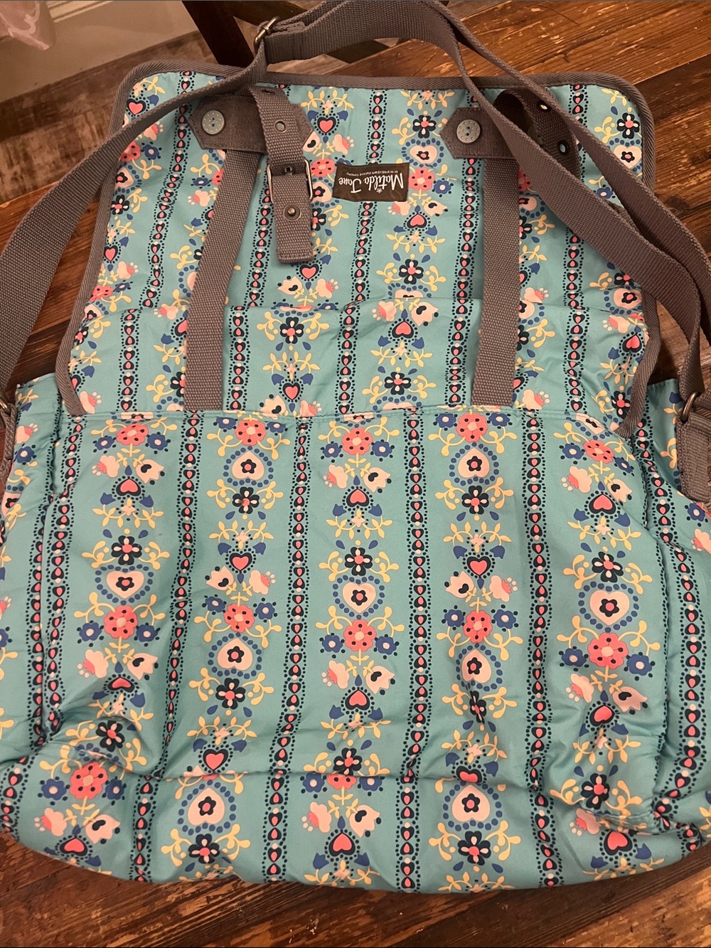 Matilda Jane Teal Floral & Yellow Polka Dot Shoulder Messenger Bag VGUC - Picture 5 of 5